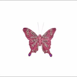 Sommerfugle i rd, grn og fuchsia str. L9 cm